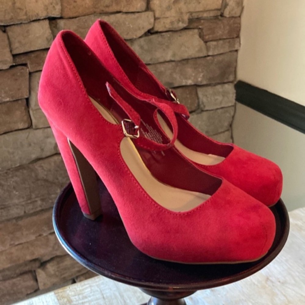 Red high heel shoes